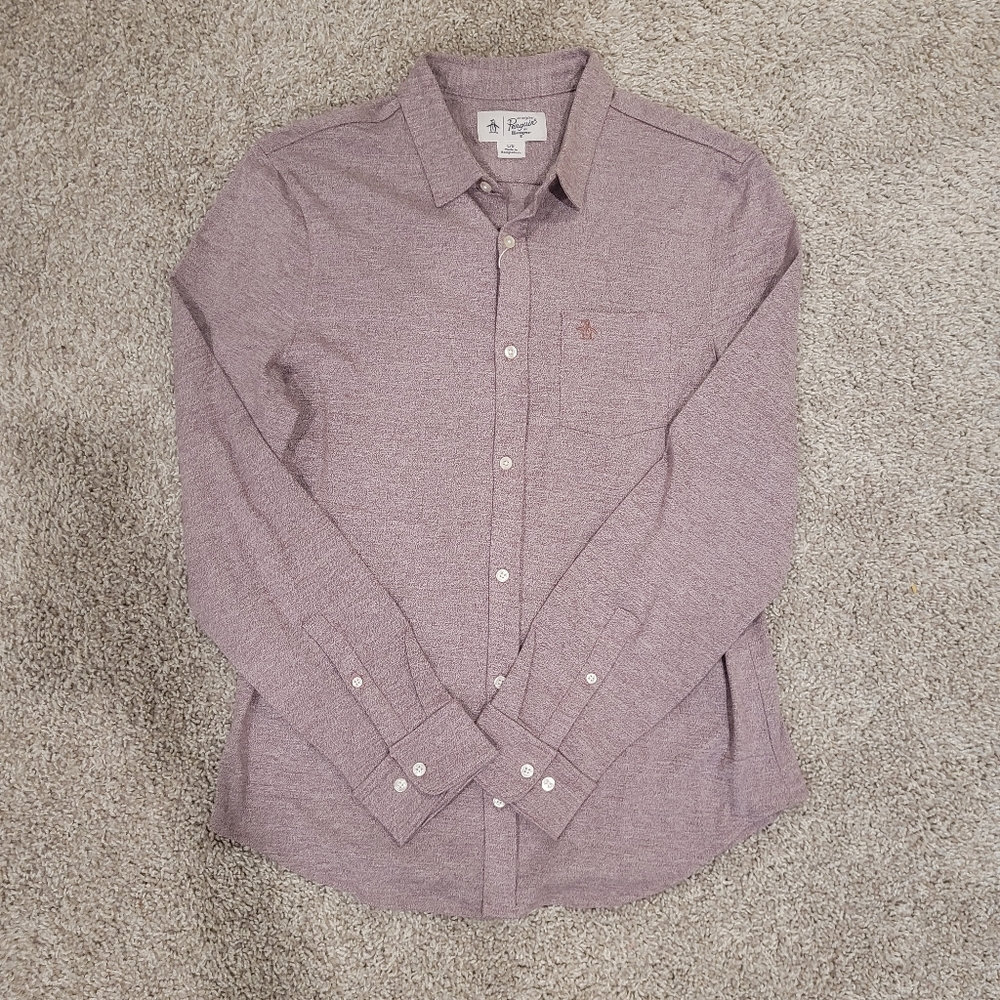 Penguin Men's Plum Wine Long Sleeved Shirt - Picture 3 of 10